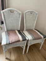 Set van 2 witte rotan eetkamerstoelen, Ophalen, Zo goed als nieuw, Wit, Twee