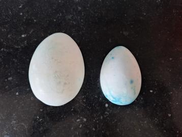 Twee prachtige eieren wit blauw geaderd natuursteen beschikbaar voor biedingen