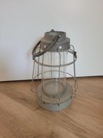 Stoere industrieel windlicht, Ophalen, Zo goed als nieuw, Rond, Glas