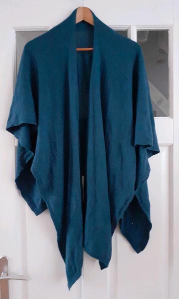 Cashmere made in Italy petrolgroene cape omslagdoek  beschikbaar voor biedingen