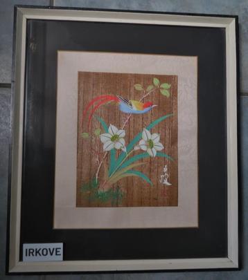 BONTE VOGEL OP TAK * Japans Schilderij * beschikbaar voor biedingen