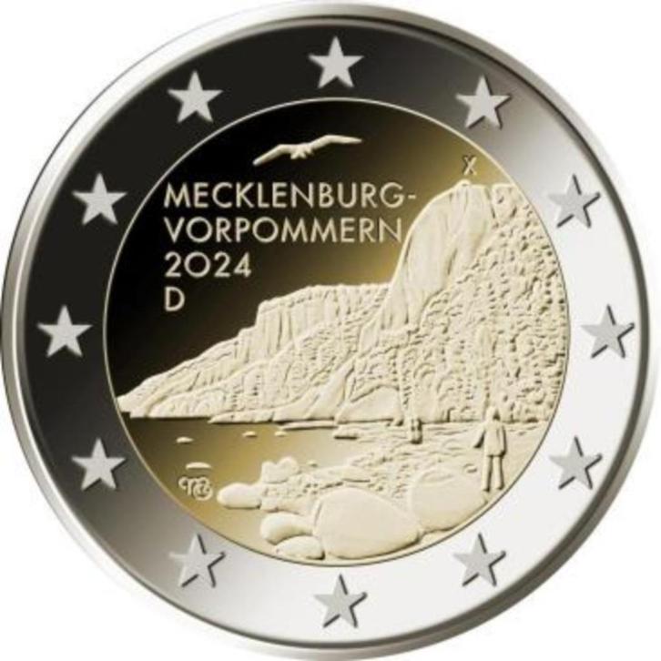 Duitsland 2 Euro 2024-J Mecklenburg-Vorpommern, Postzegels en Munten, Munten | Europa | Euromunten, Losse munt, 2 euro, Duitsland