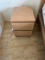 Houten Nachtkastje met 2 Lades, Ophalen, Gebruikt, Minder dan 45 cm, Minder dan 55 cm