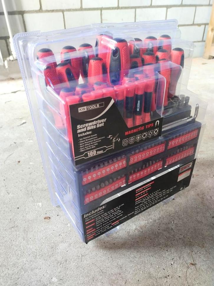 Schroevendraaiers en bitjes set 100 stuks, Doe-het-zelf en Verbouw, Gereedschap | Handgereedschap, Nieuw, Ophalen of Verzenden