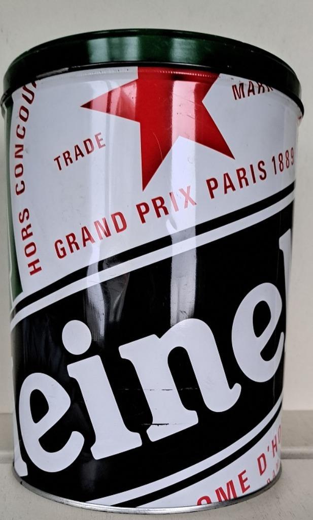 Heineken Voorraadblik rond groot, Verzamelen, Biermerken, Gebruikt, Reclamebord, Plaat of Schild, Heineken, Ophalen of Verzenden