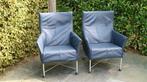 Montis Charly donkerblauwe leren fauteuils., 50 tot 75 cm, Leer, 75 tot 100 cm, Design fauteuils