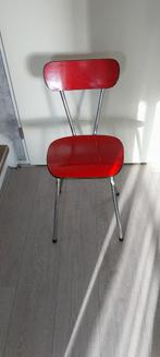 Retro Rode Stoel met Chrome Onderstel, Huis en Inrichting, Stoelen, Gebruikt, Ophalen of Verzenden, Eén, Metaal