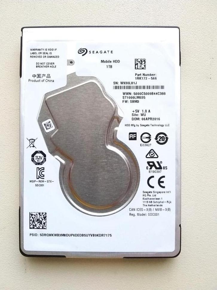 Defecte : Seagate Hardeschijf 1TB voor laptop, Computers en Software, Harde schijven, Niet werkend, Laptop, Intern, HDD, USB, Ophalen