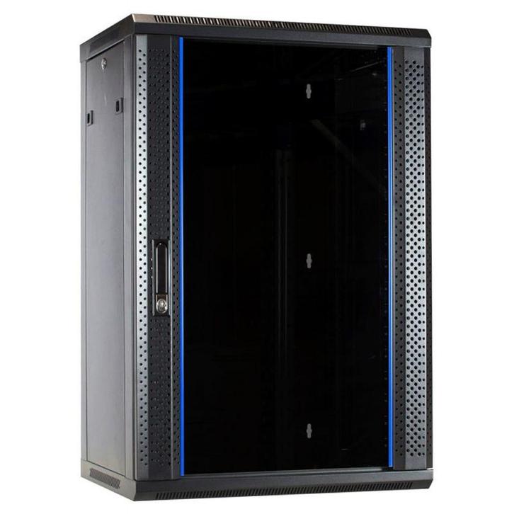 Patchrack 18U wandkast met glazen deur 600x450x900mm nieuw, Computers en Software, Serverkasten, Nieuw, Glas, Plaatstaal, Ophalen of Verzenden