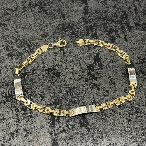 14k gouden armband plat koningsschakel nieuw, Sieraden, Tassen en Uiterlijk, Armbanden, Nieuw, Goud, Ophalen of Verzenden