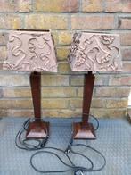 Tafellampen set, 54cm hoog, Hout, Gebruikt, 50 tot 75 cm, Klassiek