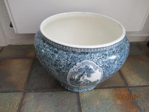ANTIEKE BLAUWE CACHE BLOEM-POT- RHEIN AARDEWERK-DRUIVENRANK, Antiek en Kunst, Antiek | Keramiek en Aardewerk, Ophalen of Verzenden