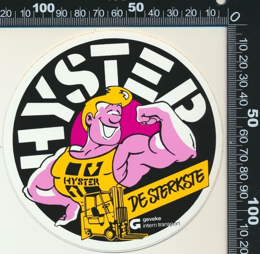 Sticker: Hyster - De Sterkste - Geveke, Ophalen of Verzenden, Zo goed als nieuw, Bedrijf of Vereniging