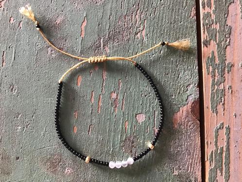 Tokio - armband Rozenkwarts & Miyuki by american hippies, Sieraden, Tassen en Uiterlijk, Armbanden, Nieuw, Zwart, Met edelsteen