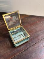 Vintage Glazen Sieradendoosje met Bloemmotiefje, Antiek en Kunst, Ophalen of Verzenden