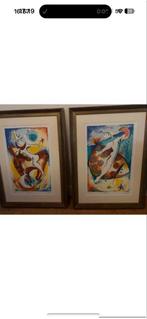 Nieto Zeefdrukken "Agua" & "Fuego" - Gesigneerd & Genummerd, Antiek en Kunst, Kunst | Etsen en Gravures, Ophalen of Verzenden