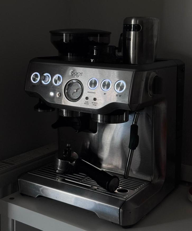 With Warranty!! Sage Barista Express Stainless Steel, Witgoed en Apparatuur, Koffiezetapparaten, Zo goed als nieuw, Gemalen koffie