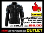 Leren Motorjas Rusty Stitches Joyce Zwart-Blauw - LADY, Motoren, Kleding | Motorkleding, Nieuw met kaartje, Jas | leer, Dames