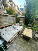 Pallet bank met kussens en buiten keuken, Tuin en Terras, Tuinbanken, Gebruikt, Ophalen of Verzenden, Hout