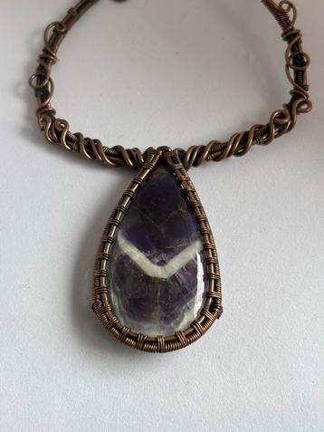 Amethist Edelsteen Ketting - Handgemaakt Wirewrap beschikbaar voor biedingen