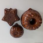 3 x vintage bruine puddingvorm / tulband bakvorm W-Germany, Keramiek, Overige typen, Ophalen of Verzenden, Zo goed als nieuw