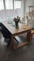 Houten Tafel met Bank, Ophalen, 100 tot 150 cm, Zo goed als nieuw, Vijf personen of meer