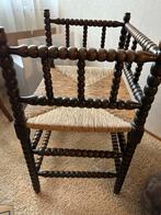 Antieke Spijlenstoel met Rotan Zitting, Huis en Inrichting, Stoelen, Gebruikt, Bruin, Ophalen of Verzenden, Eén