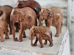 Partij houten vintage olifanten brocante houtsnijwerk, Ophalen of Verzenden