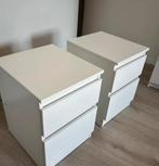 2 IKEA Nachtkastjes - Ladekast met 2 Lades, Gebruikt, 1 of 2 laden, Ophalen of Verzenden, Minder dan 100 cm