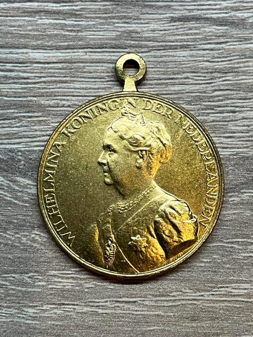 Messing historiepenning 1938 Wilhelmina, Postzegels en Munten, Penningen en Medailles, Overige materialen, Verzenden