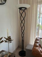 Zwarte Staande Lamp met gedraaide voet en Glazen Schaal, Ophalen, Zo goed als nieuw, Metaal, 150 tot 200 cm