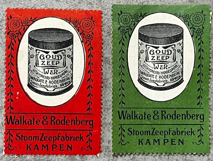 2 antieke sluitzegels Walkate & Rodenberg  zeep Kampen, Verzamelen, Merken en Reclamevoorwerpen, Gebruikt, Overige typen, Ophalen of Verzenden