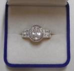 Zilveren ring met stenen maat 17 nr.142, Verzenden, Zo goed als nieuw, 17 tot 18, Dame