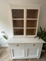 Landelijke witte vitrinekast / buffetkast, Ophalen, Gebruikt, 100 tot 150 cm, Landelijk