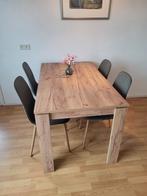 Eikenfineer Tafel + 4 Stoelen (Zeer Goede Staat), Huis en Inrichting, Tafels | Eettafels, Ophalen, Zo goed als nieuw, Rechthoekig
