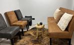 Leren eettafel bank eetbank en 3 stoelen leer, 150 tot 200 cm, Tweepersoons, Ophalen of Verzenden, Zo goed als nieuw