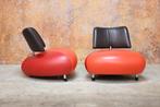 Als NIEUW! 2 rode leren Leolux Pallone design fauteuils, Huis en Inrichting, Fauteuils, Leolux, Leolux, Design, 75 tot 100 cm