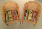 2 rieten stoelen met kussens, Huis en Inrichting, Ophalen, Gebruikt, Twee, Bruin