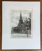 Leiden, kerk, Lodewijkkerk, ets, schilderij, Karel Kok, oud, Antiek en Kunst, Ophalen of Verzenden