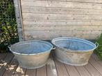 Zinken teil brocante 2x, Tuin en Terras, Bloembakken en Plantenbakken, Ophalen, Gebruikt, Metaal, 60 tot 100 cm