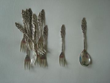 Compotelepel, gebaksvorkjes verzilverd model 647 kraanvogel beschikbaar voor biedingen