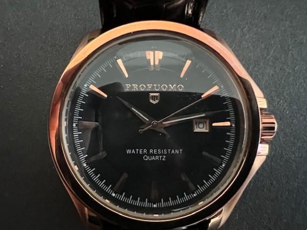 NIEUW PROFUOMO luxe rosegoudkleurig horloge lederen band, Sieraden, Tassen en Uiterlijk, Horloges | Heren, Nieuw, Polshorloge