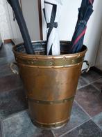 Antieke Koperen Paraplubak / Haardemmer met Leeuwenkoppen, Antiek en Kunst, Ophalen of Verzenden