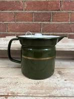Melkkoker donker groen emaille met gouden bies, Ophalen of Verzenden