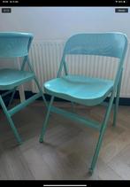3 turquoise klapstoelen metaal, Huis en Inrichting, Stoelen, Ophalen of Verzenden, Zo goed als nieuw, Metaal, Drie
