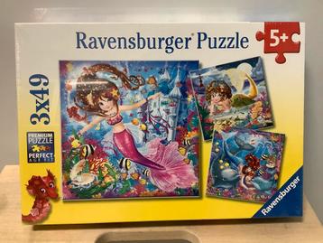 Nieuw Puzzel 3x 49 zeemeermin onderwater wereld dolfijn vis beschikbaar voor biedingen