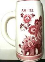 AMSTEL aardewerk bierPul ca. 18 cm hoog, met prachtige bloem, Ophalen of Verzenden