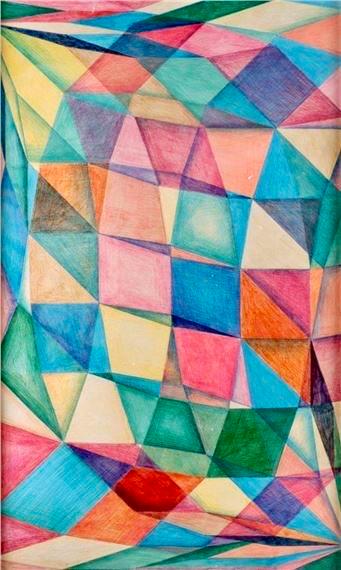 Joop van Bossum Abstract Multicolor Schilderij 30 x 50 cm beschikbaar voor biedingen