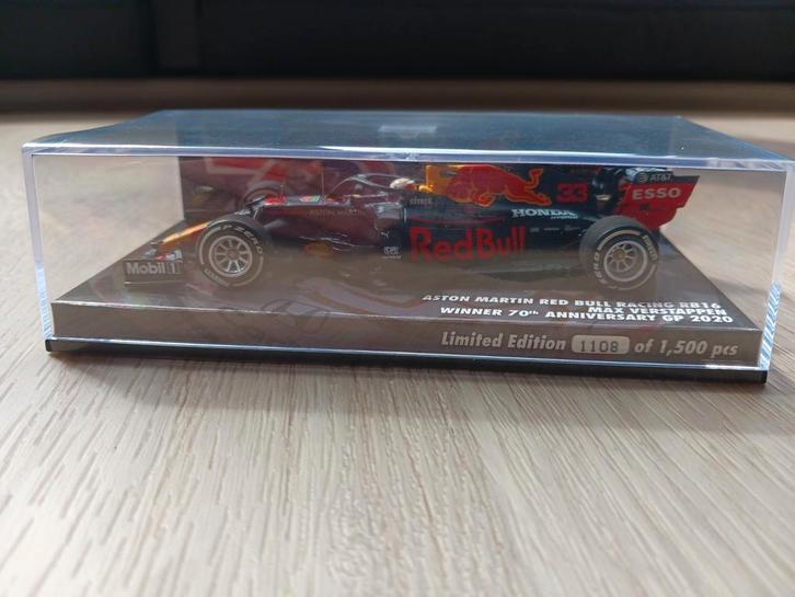 Max Verstappen 1 43 Winst 70th Anniversary GP 2020 RB16, Hobby en Vrije tijd, Modelauto's | 1:43, Nieuw, Auto, MiniChamps, Ophalen of Verzenden