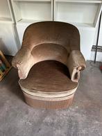 Prachtige vintage fauteuil, olijf groen, boudoir stoel, Ophalen, Gebruikt, Stof, 50 tot 75 cm